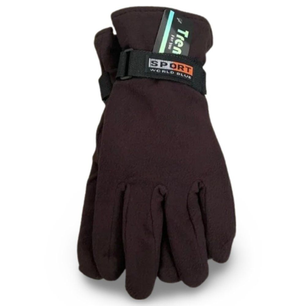 Trend Brown Ski Gear Fleece Sporty Winter Gloves