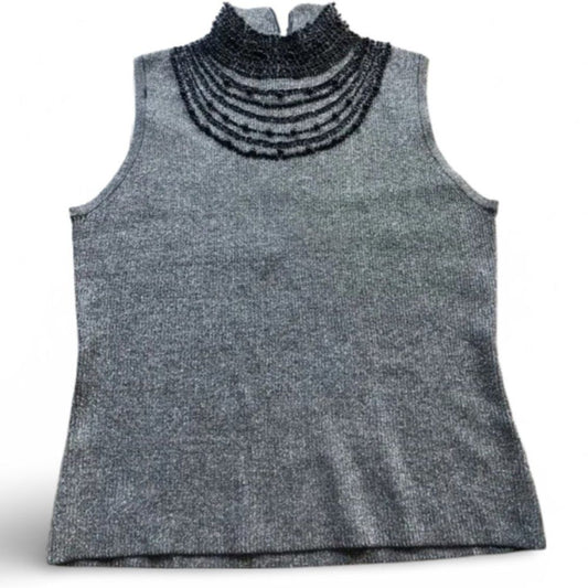 Grace Elements Vintage Grey Grainy Mock Neck Layered Tank Top