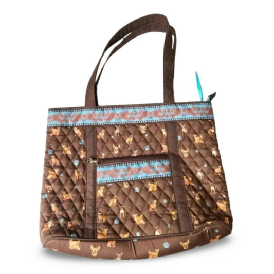 Vera Bradley Brown Dog Patterned Diaper Bag