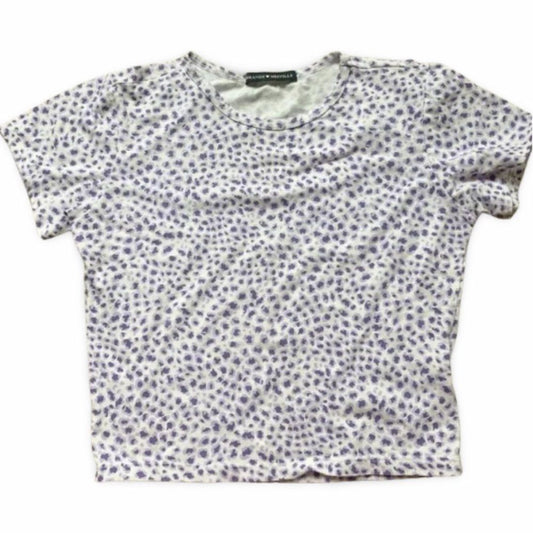 Brandy Melville Purple Cheetah Print Cropped Short Sleeve Top