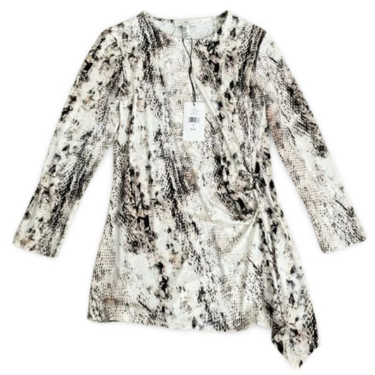 Halston NWT Snake Print Pattern Side Scrunch Blouse Shirt