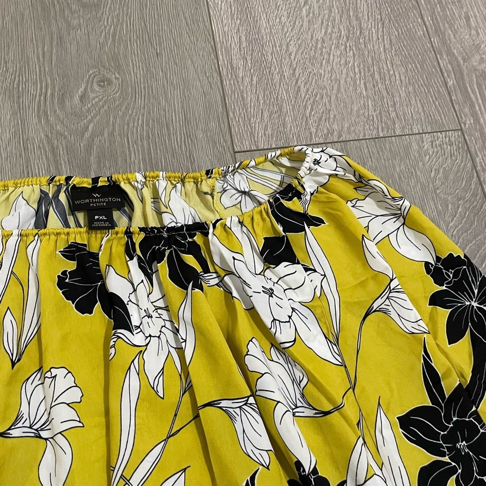 Worthington Yellow Floral Off The Shoulder Blouse