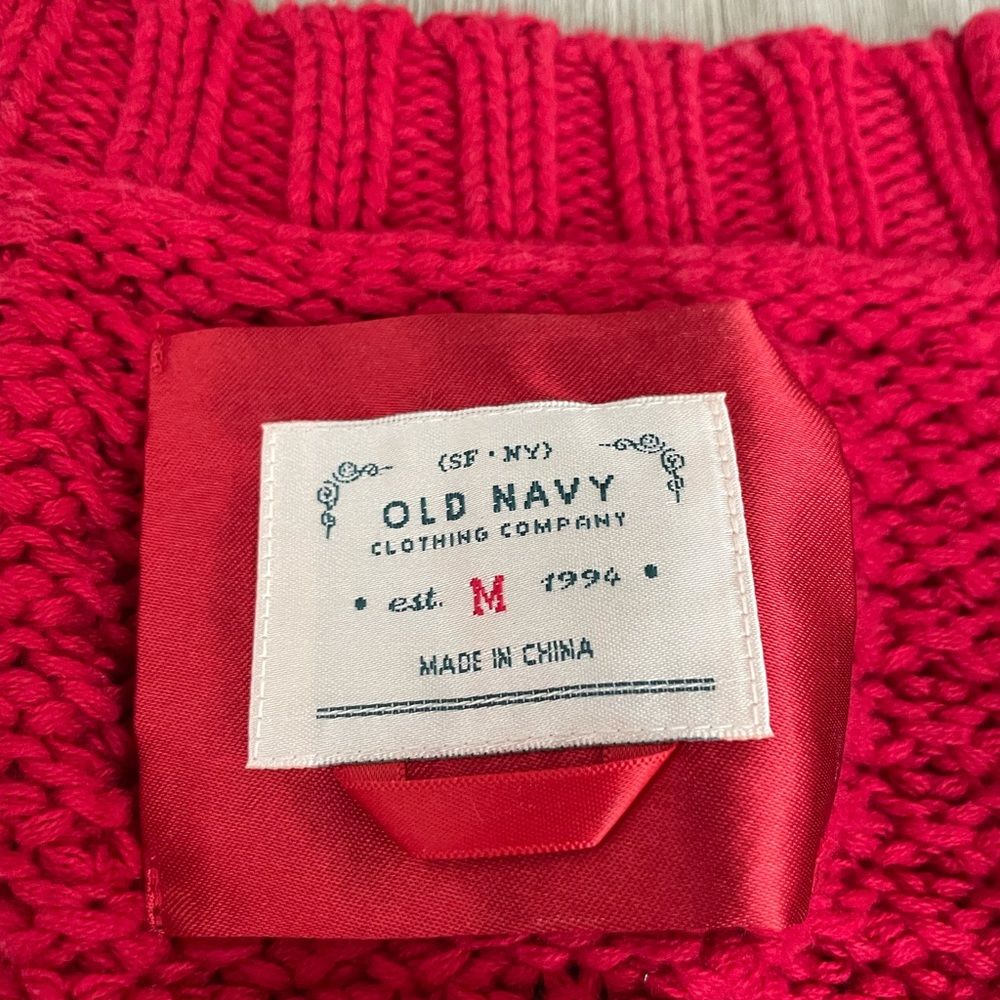 Old Navy Thick Red Cable Knit Sweater