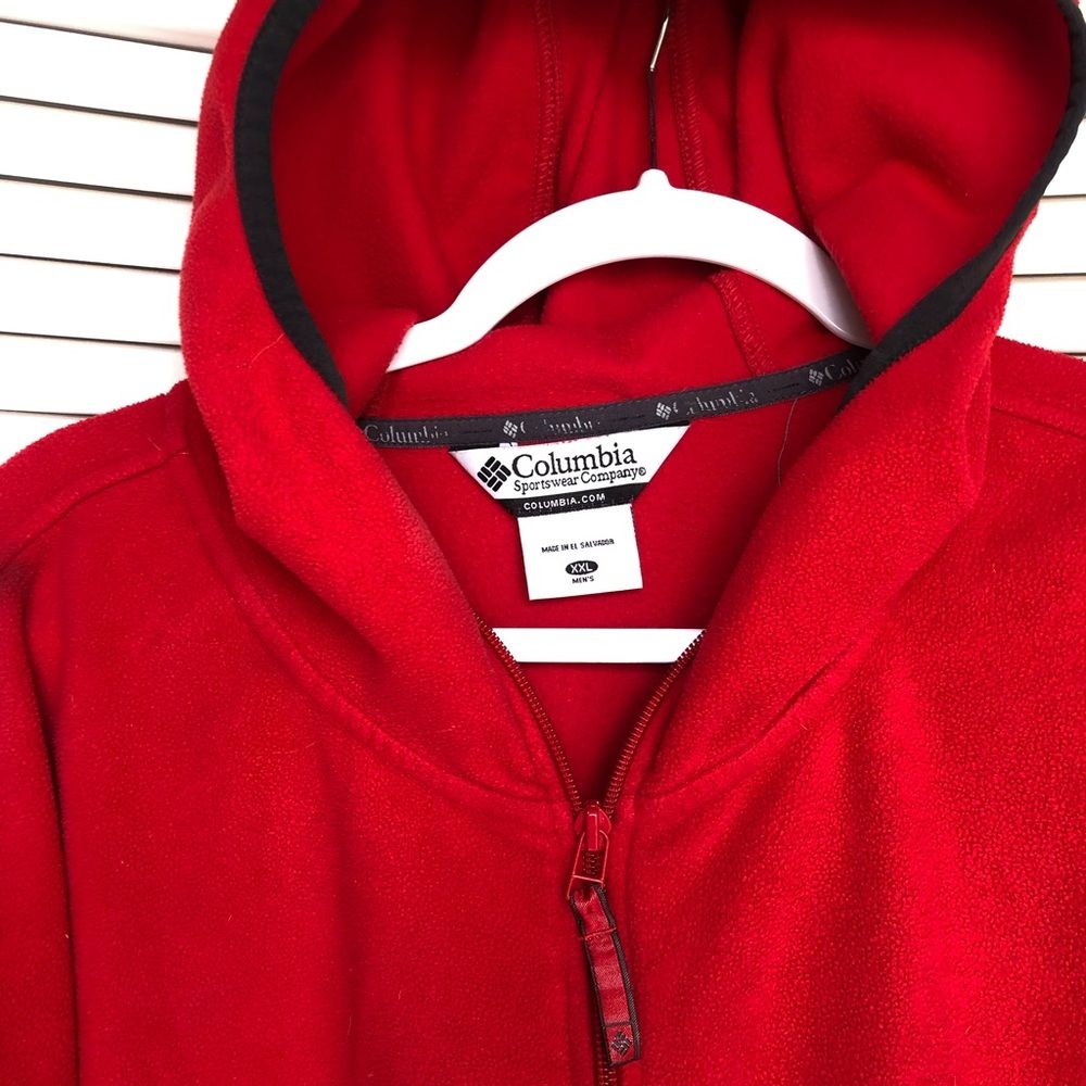 Columbia Quarter Zip Hooded Red Jacket Sweater