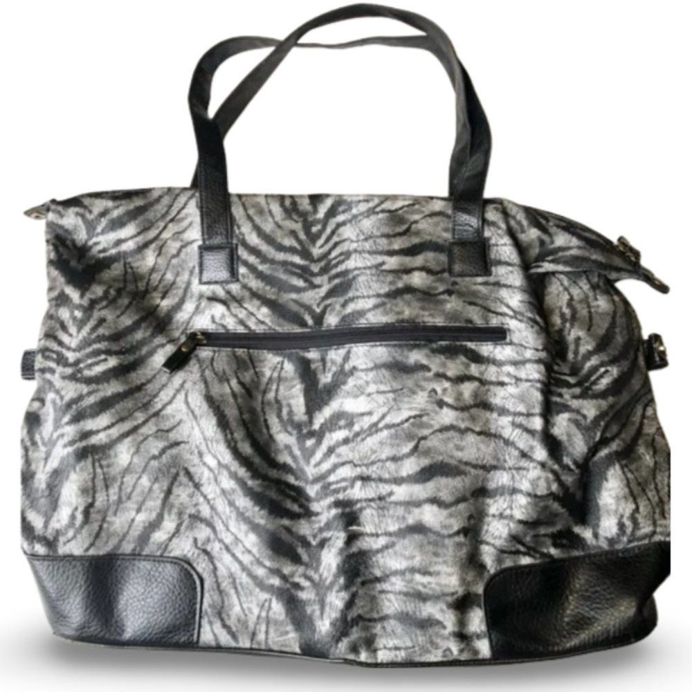 H&M Animal Printed Grey Duffle Tote Bag