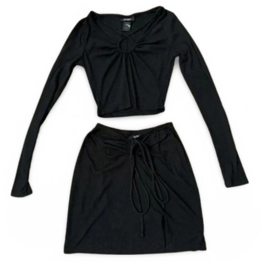 Just Polly Black Long Sleeve and Skirt Set