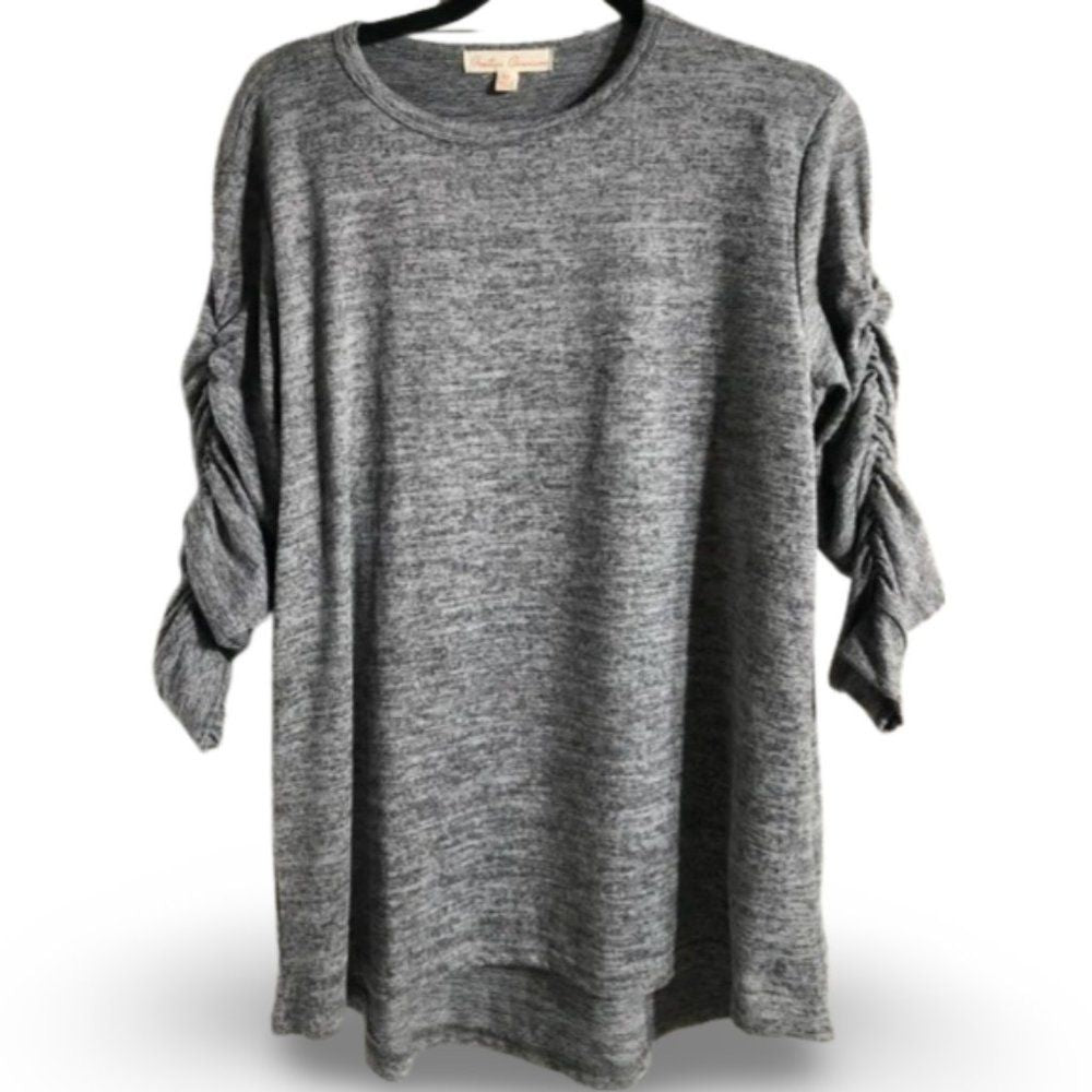 Creative Commerce Grey Scrunched Long Sleeve Sweater