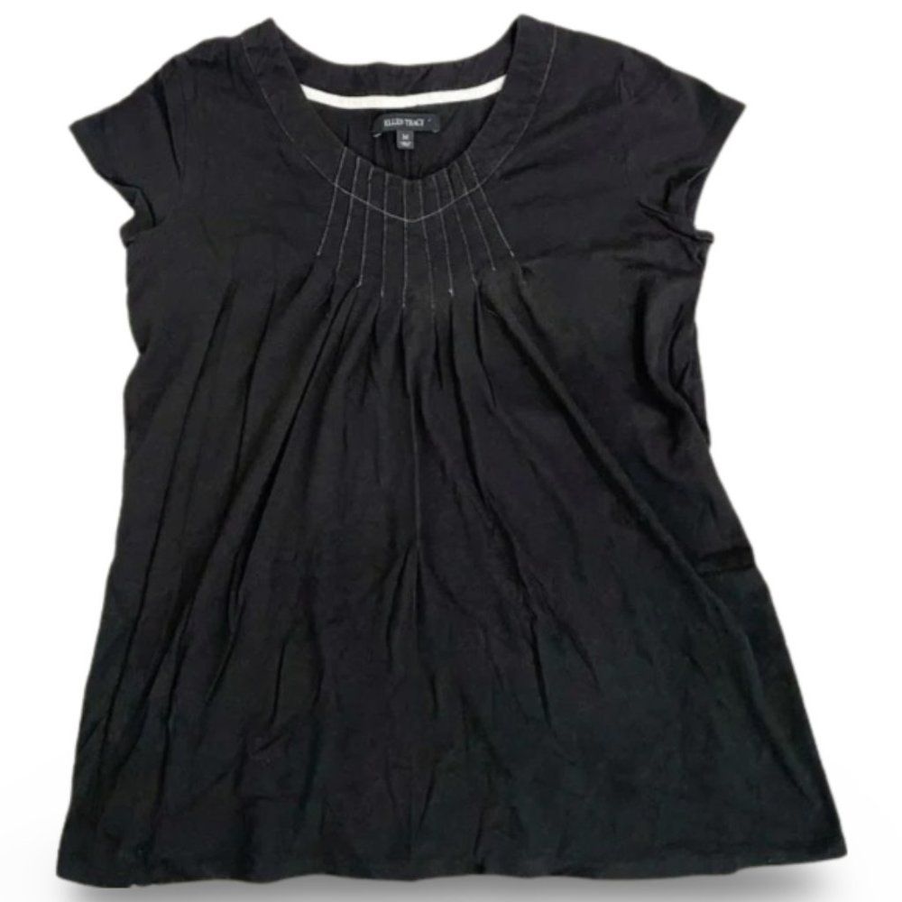 Ellen Tracy Black Short Sleeve Pajama Shirt Top