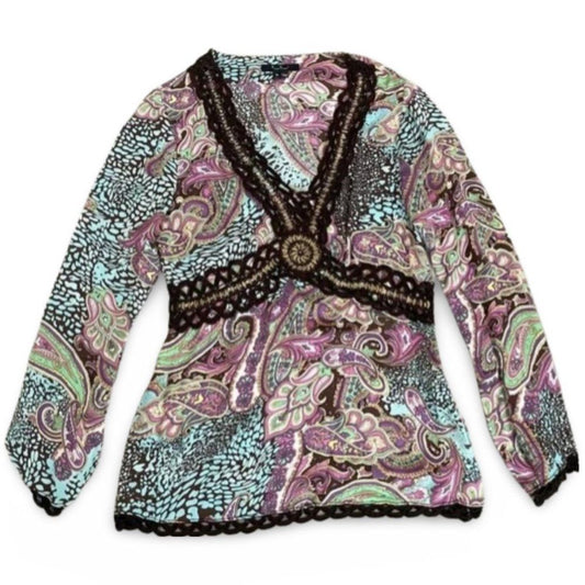 ECI Beaded Designed Boho Shirt Blouse