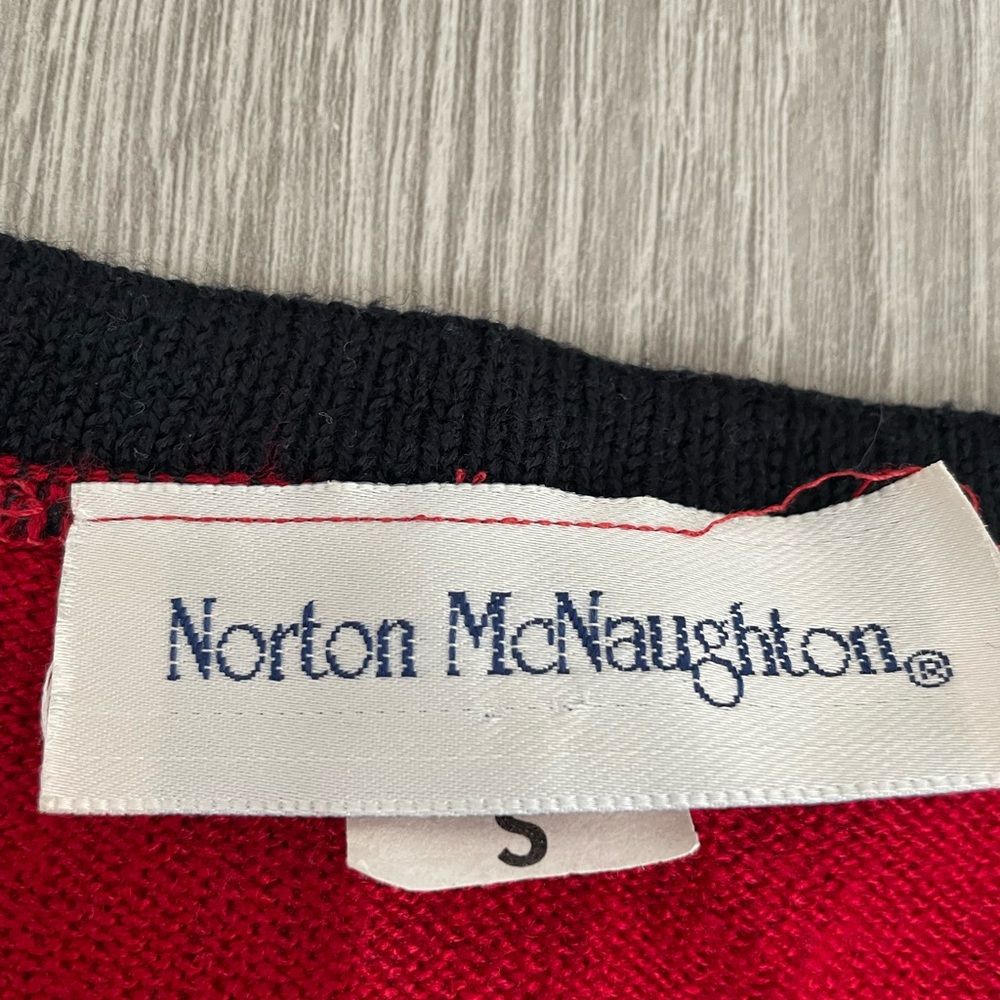 Norton McNaughton Red and Black Cardigan Sweater