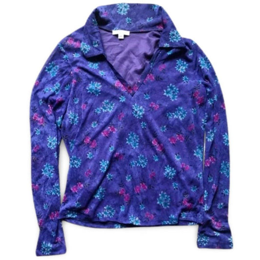 Sarah Kent Purple Floral Fleece Sweater