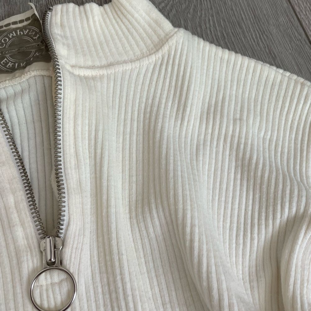 Erika and Company Quarter Zip White Knitted Sweater