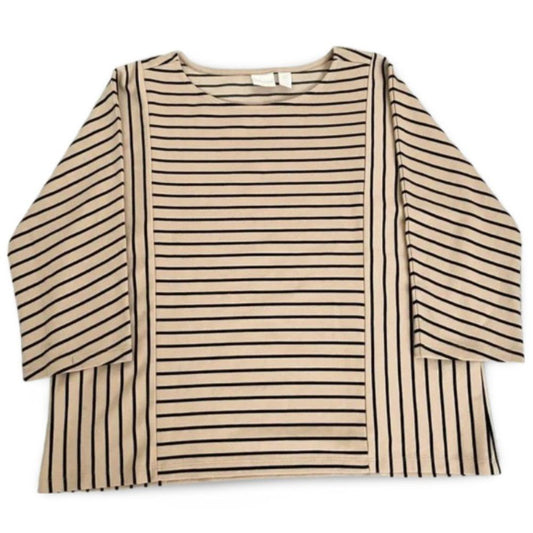 Chico’s Striped Long Sleeve Thick Blouse Top