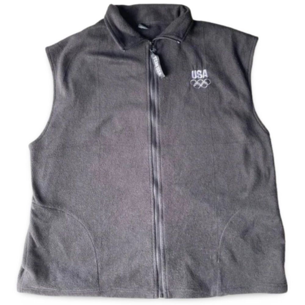 Team USA Grey Zip Up Fleece Vest Jacket