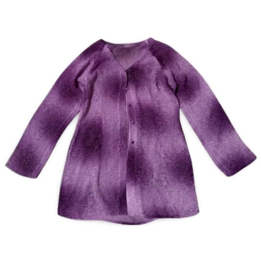 Vietnamese Ao Ba Ba Purple Buttoned Blouse