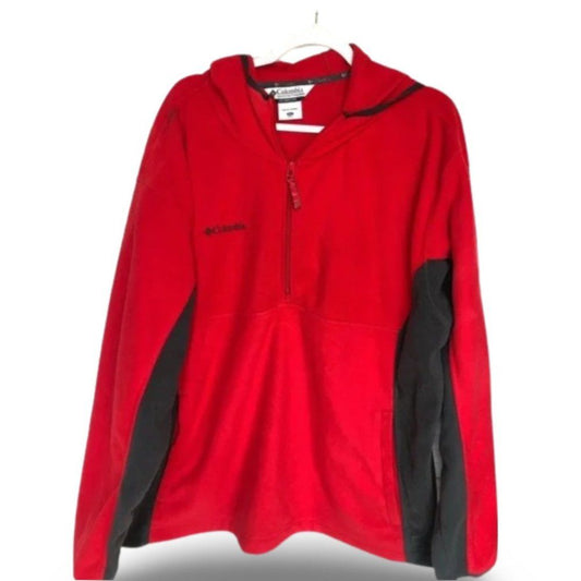 Columbia Quarter Zip Hooded Red Jacket Sweater