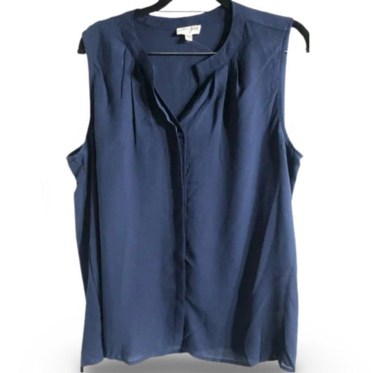 Maison Jules Navy Blue Short Sleeve Blouse Top