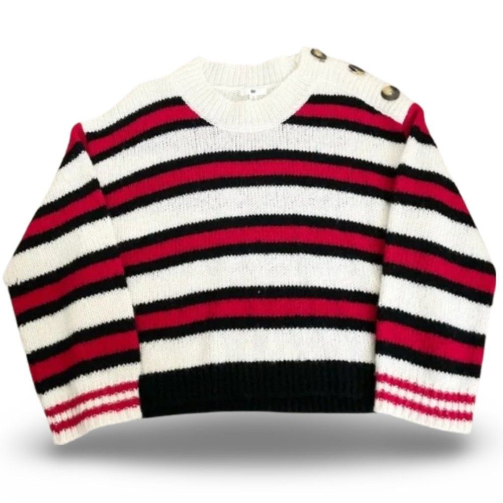 BP Knitted Buttoned Red and White Sweater