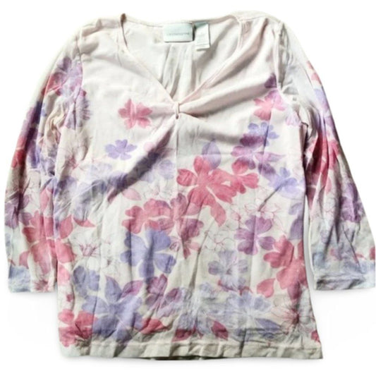 Liz Clairborne Light Pink Floral Blouse Top