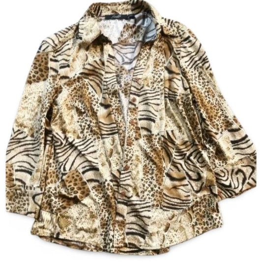 Essentials By Milano Animal Print Lightweight Blazer Top