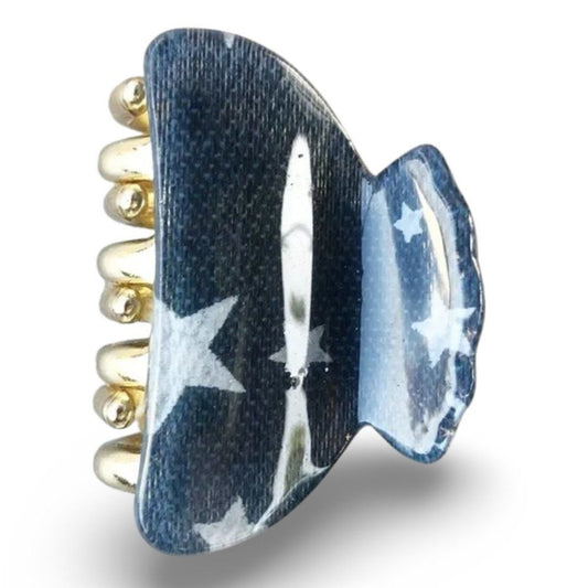 H&M Glossy Star Patterned Blue Hair Accessory Clip