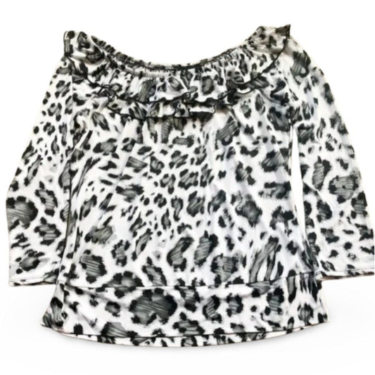 Essentials by Milano Animal Print Off the Shoulder Blouse Top