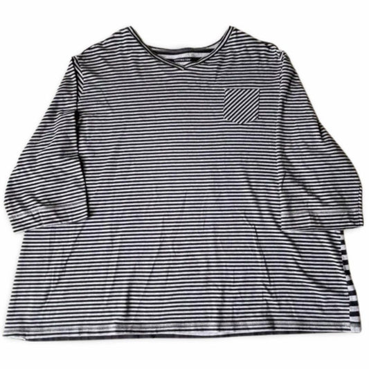 Covington Striped Mid Sleeve Blouse Top