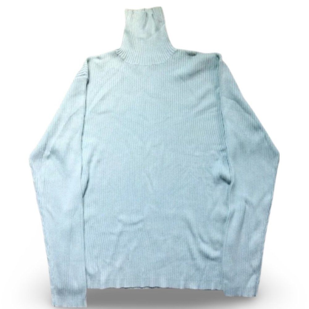 Pure Stuff Blue Knitted Turtleneck Long Sleeve Sweater