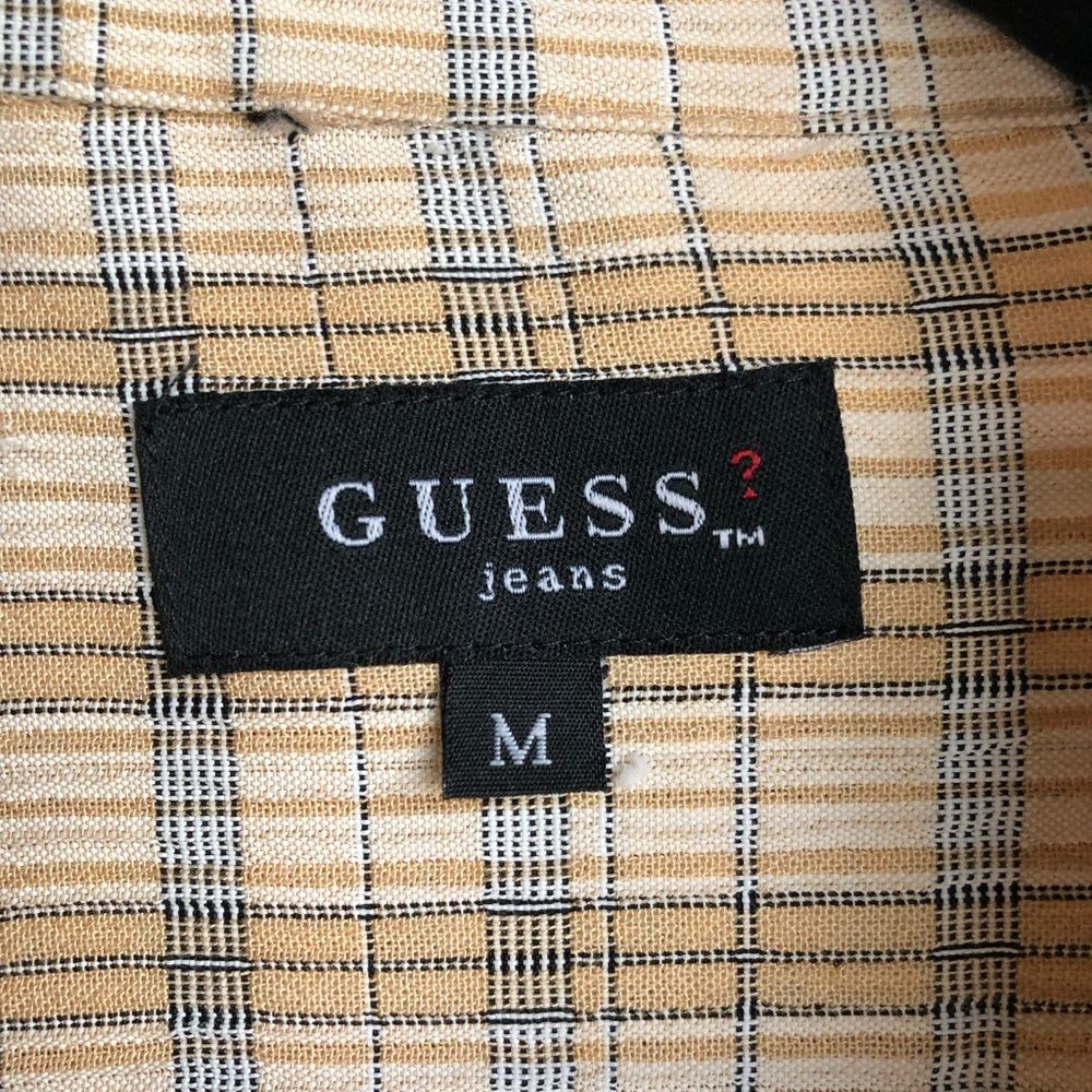 Guess Plaid Yellow Long Sleeve Buttoned Down Casual Shirt