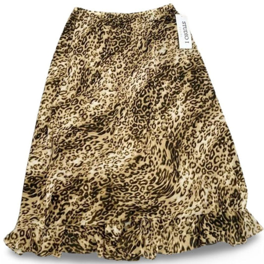 Studio I Vintage NWT Animal Print Ruffled Hem Skirt