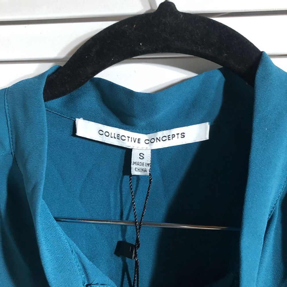 Collective Concepts Blue Long Sleeve Office Blouse