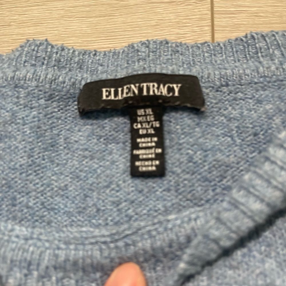 Ellen Tracy Blue Knitted Sweater Top