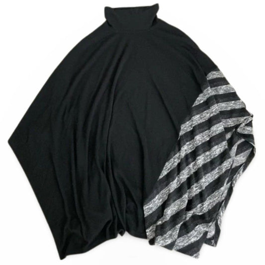 Truth + Style Oversized Black Side Stripe Poncho Sweater