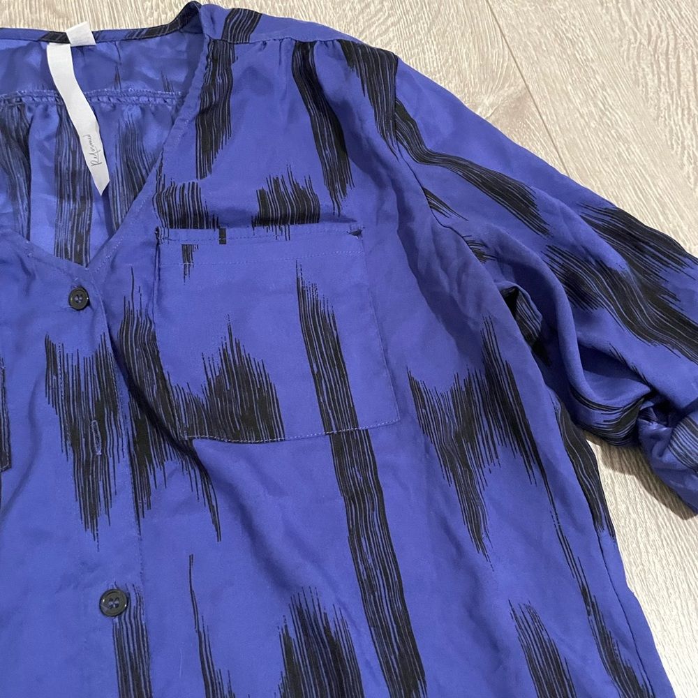 Reformed Purple Patterned Button Up Blouse Shirt