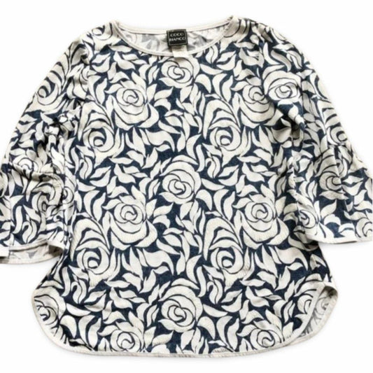 Coco Bianco Vintage Floral Short Sleeve Top Shirt