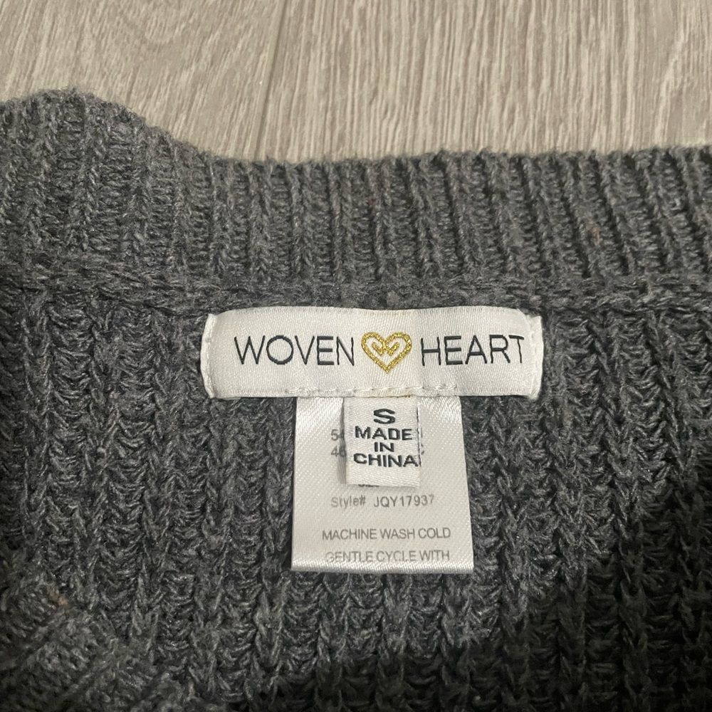 Woven Heart Brown Grey Knitted Sweater