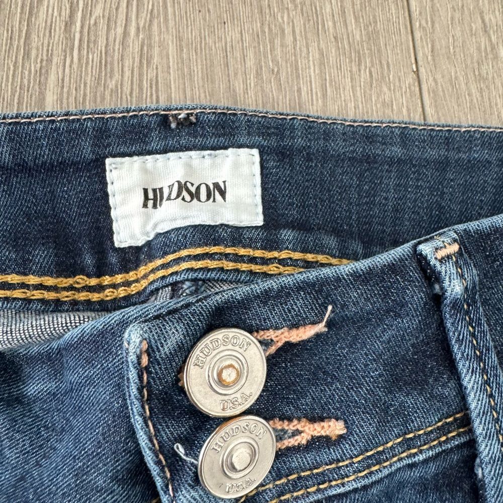 Hudson Denim Double Button Light Straight Leg Jeans