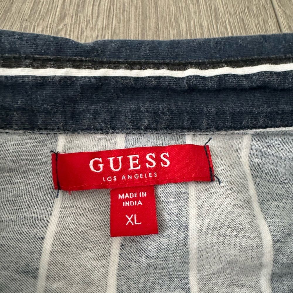 Guess Pin Stripe Button Down Short Sleeve Shirt Top