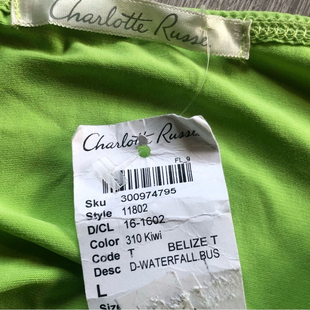 Charlotte Russe NWT Y2K Green Strapless Party Blouse Top