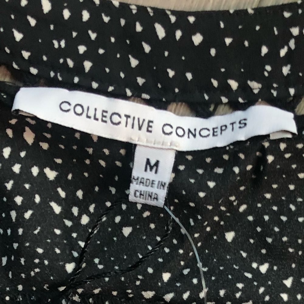 Collective Concepts Black and White Short Sleeve Blouse Top