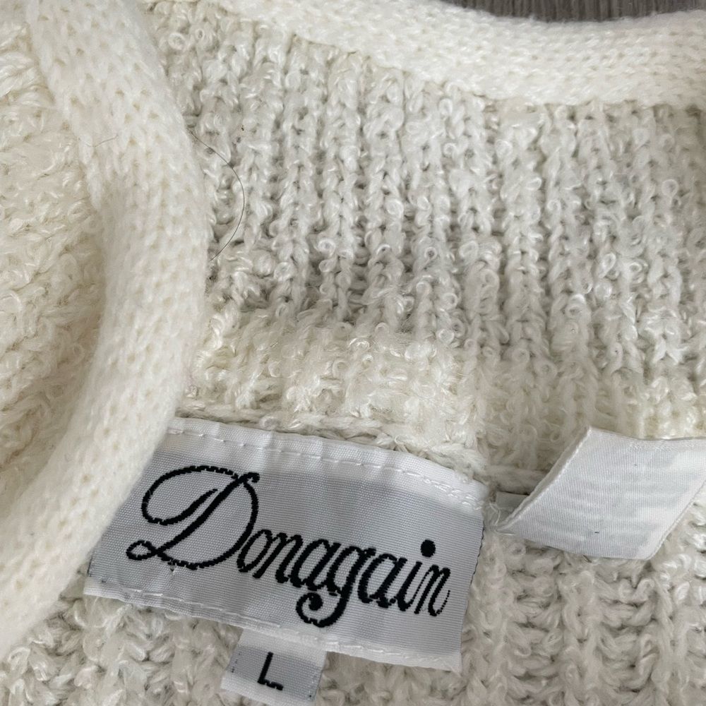 Donagain White Knitted Open Front Pocket Cardigan