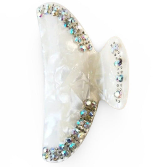 H&M White Iridescent Rhinestone Hair Accessory Clip