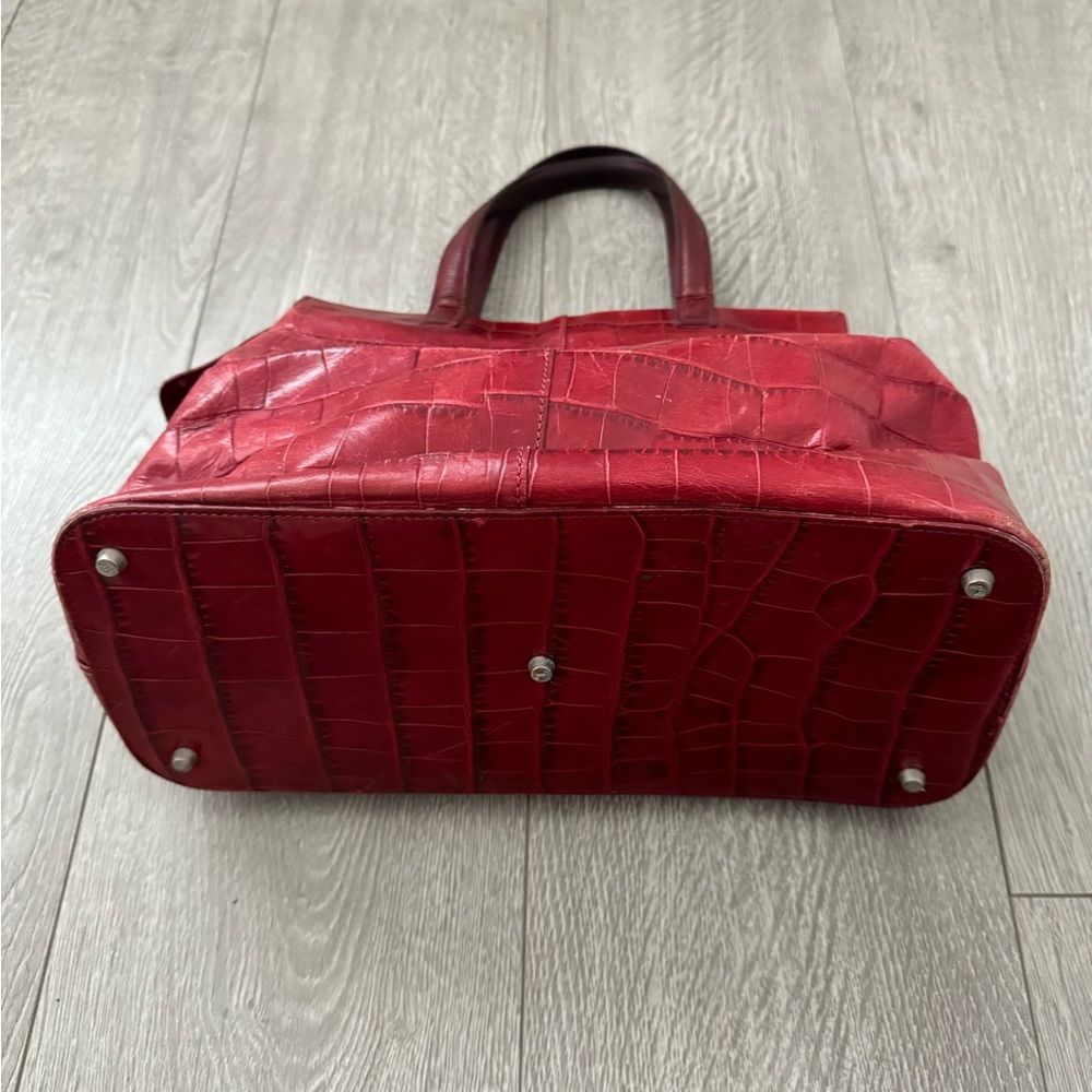 Monsac Vintage Red Crocodile Print Hand Bag Purse