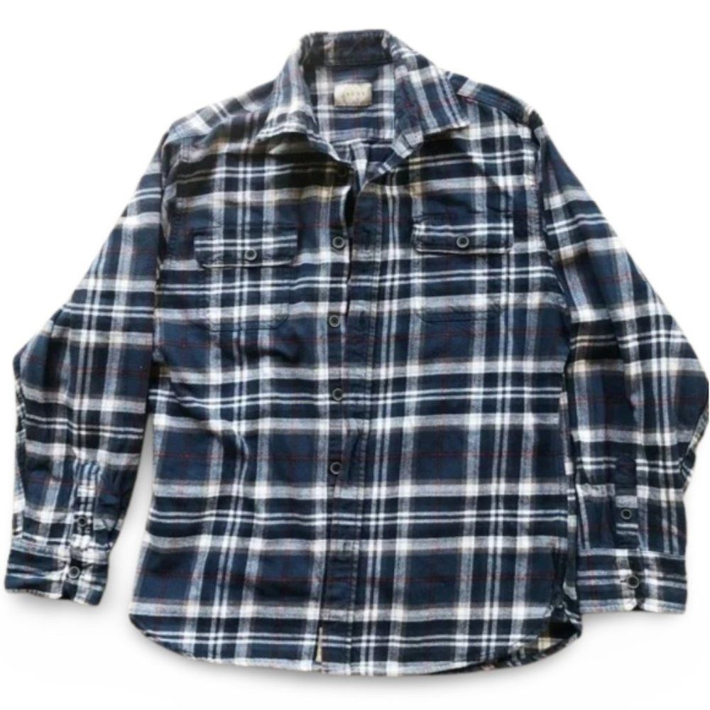 Jachs Plaid Blue Flannel Buttoned Shirt Top