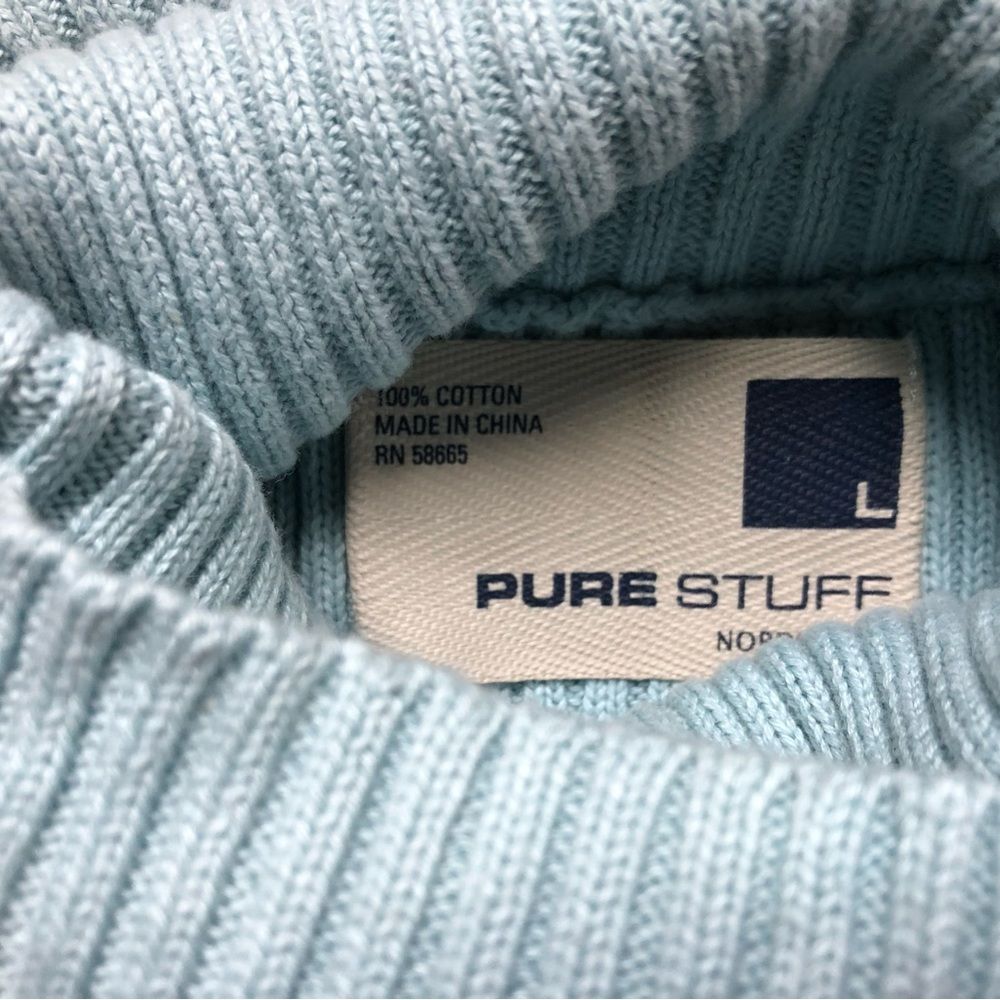 Pure Stuff Blue Knitted Turtleneck Long Sleeve Sweater