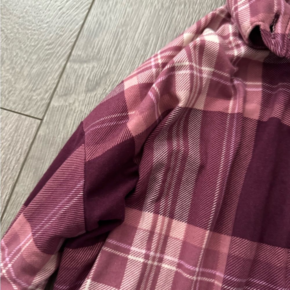 Self Esteem Purple Plaid Lightweight Button Down Blouse Top