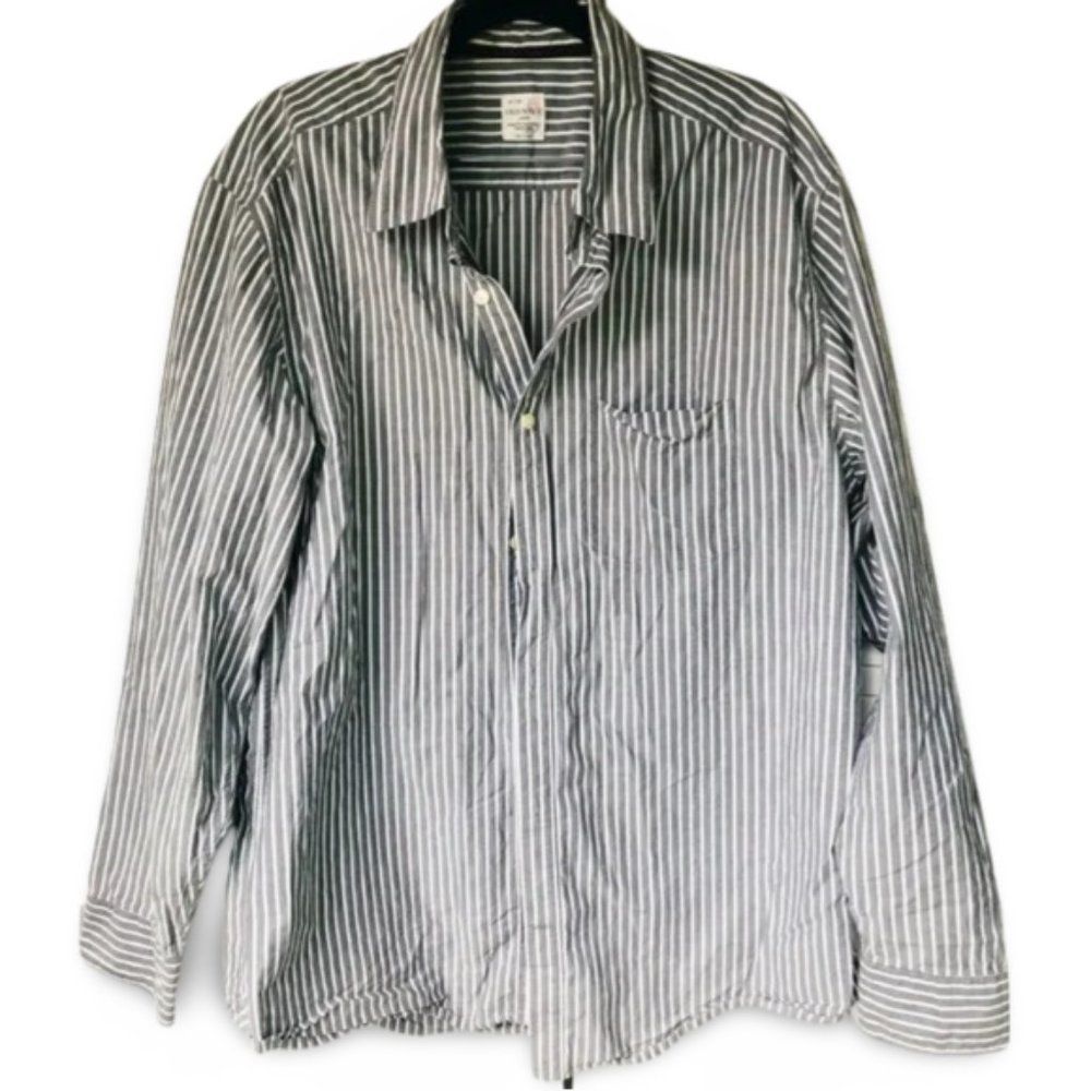 Old Navy Grey Stripe Button Down Casual Dress Shirt