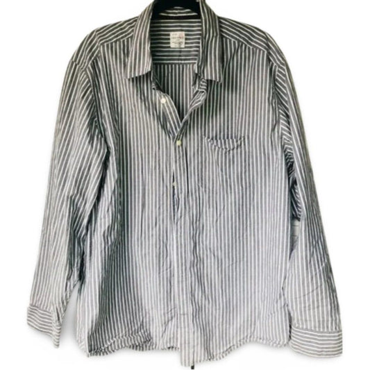 Old Navy Grey Stripe Button Down Casual Dress Shirt