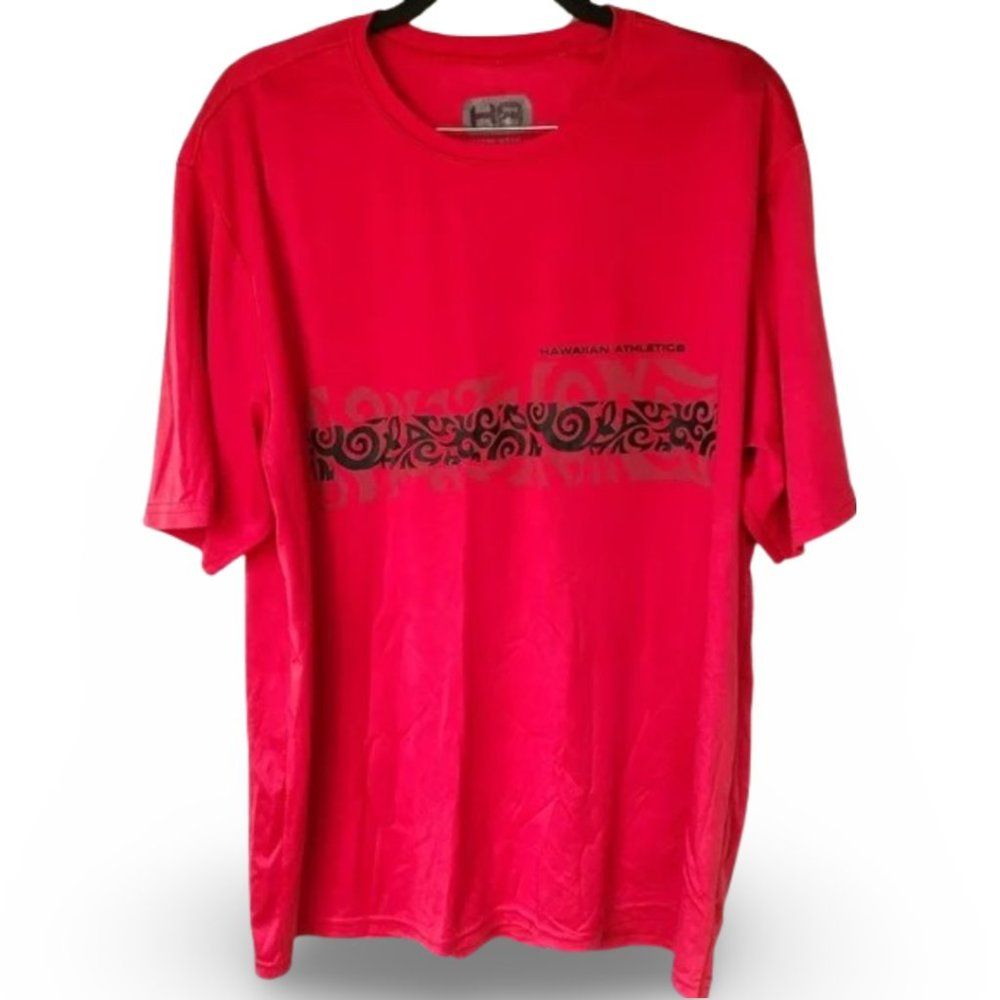 Hawaiian Athletics Red Patterned Graphic Tee Shirt