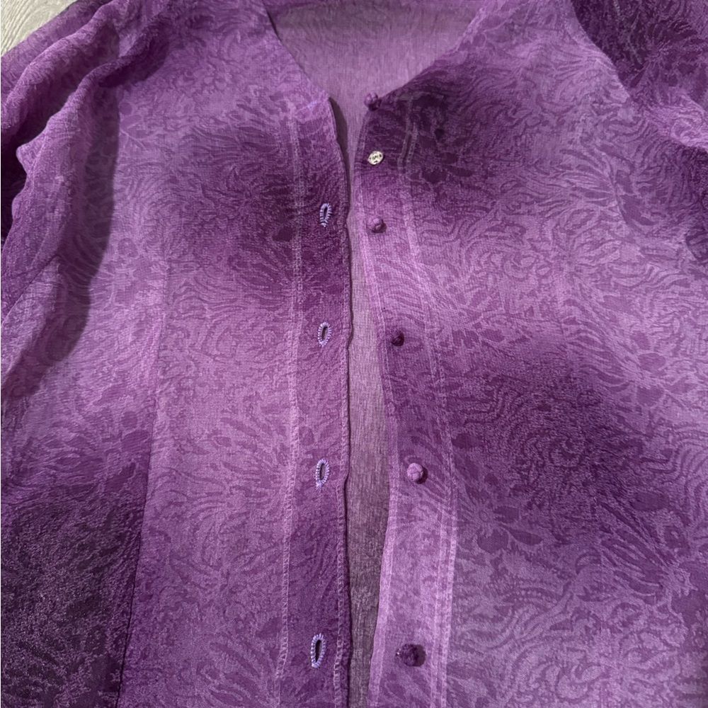 Vietnamese Ao Ba Ba Purple Buttoned Blouse